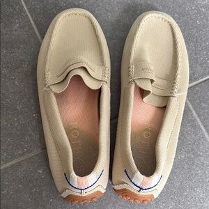 Rothy’s Beige Canvas Slip-On Driving Loafers
